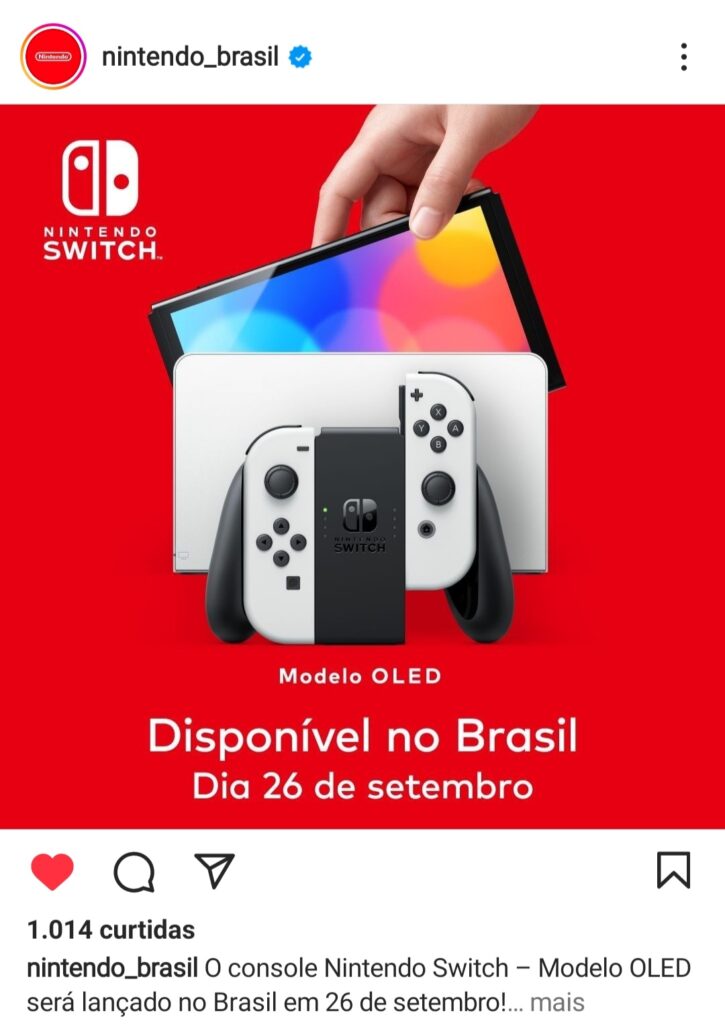 Nintendo confirma data de lançamento e preço do Switch OLED no Brasil 